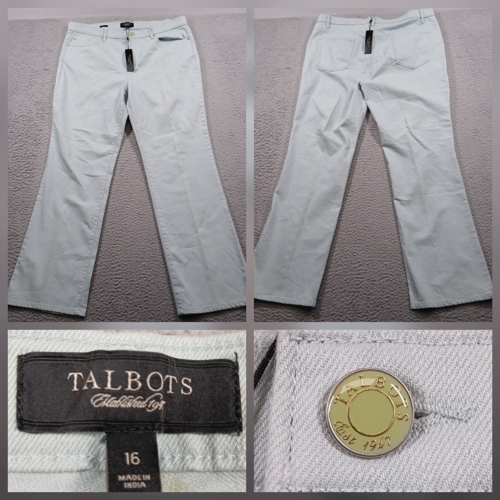 Talbots Bootcut Jeans Women 16 Light Wash Blue Cotton Stretch Denim Pants NWT